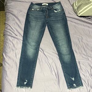 KanCan Women's Dark Blue Distressed Skinny Jeans